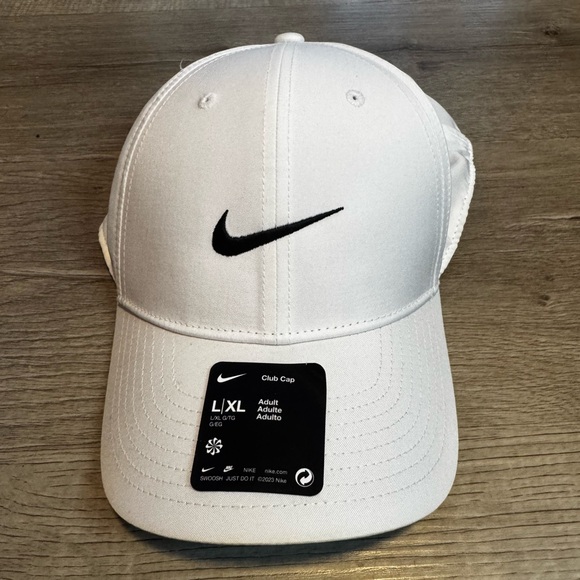 Nike White Cap with Black Swoosh - Picture 1 of 5